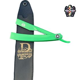 1 X Barber Razor Green Straight Edge For Barbers Slide Out New