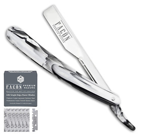 100 Blades Fac N Professional Marble Straight Edge Barber Razor Salon Qualit