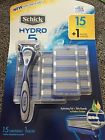 16-pc Schick 15 Hydro 5 Cartridges W 1 Razor Refill Blades Factory Sealed 841058015598