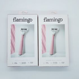 2 Pack Flamingo Womens 5-blade Razor And Replacement Cartridge Desert Rose