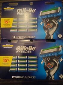 91023179 2 Sets Gillette Proglide Razor Blades 12 Cartridges Each 24 In Total Sealed