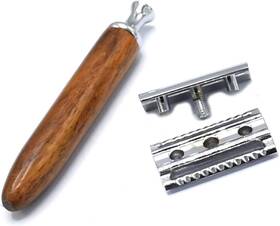 313023211286 Double Edge Safety Razor With Natural Wood Handle - Experience A Better Sha