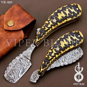 Vb-005 5.4foot Handmade Damascus Steel Straight Razor Cut Throat Barber Salon Shaving Razo
