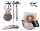 641871750917 New Brush Shaving Men Set Stand Chrome Bowl Gift Razor Soap Hair Mug Tool Travel Box