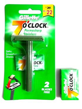 Permasharp100 7 O Clock Gillette 7fto Permasharp Safety Razor 12 Blades All Plastic Travel De
