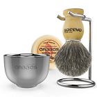 734009770267 Anbbas Shaving Brush Set Fine Badger Shave Wood