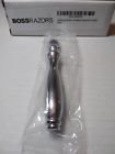 799456559322 Boss Razors Mach Chrome Black Metal Shaving Handle