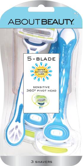 Nc65051 About Beauty 5 Blade Water Activated Disposable 1 Count Pack Of 3 Blue