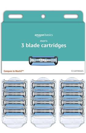 Amazon Basics 195515007672 Solimo Mens Three Blade Razor Refill Cartridges Set Nwt