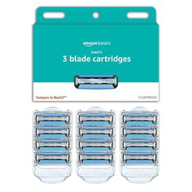 Amazon Basics 711181786644 3-blade Razor Refills For Men With Dual Lubrication 12 Cartridges Fits
