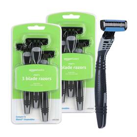 Amazon Basics 842379155871 3-blade Disposable Razors For Men 6 Count 2 Packs Of 3 Black