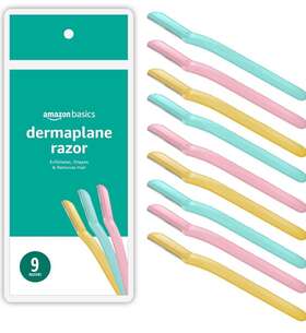 B08wqb5wvp Amazon Basics 9-piece Dermaplaning Kit For Smooth Skin And Defined Brows