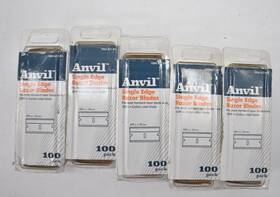 1004627811 Anvil 843382101008 Lot Of 500 Single Edge Razor Blades .009 Inch Carbon Steel