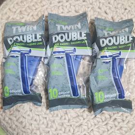 109250 Assured Set Of 3 Twin Double Blade Disposable Razors Lubricating Strip 10 Count