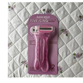 409277 Assured Five Blade Womens Disposable Razors Pink 2 Pack Lubricating Head