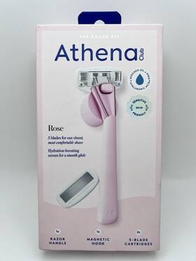 Athena Club 810077123034 Razor Kit Roze Pink 5-blade Cartridges Handle Hook