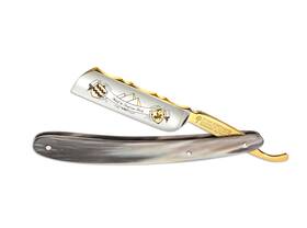 140528 B Ker Boker Graf Adolf Iii Straight Razor 6/8 Carbon Steel French Point Gold