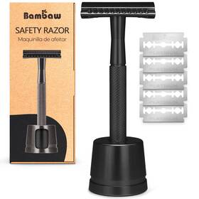 Bambaw 407007650002 Double Edge Safety Razor With 5 Blades Single Blade For M