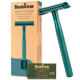Bambaw 407007651160 Men Safety Razor With 5 Double Edge Blades Single Blade F