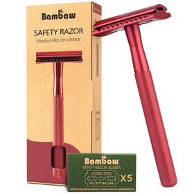 Bambaw 407007651184 Single Blade Double Edged Safety Razor With 5 Blades Met