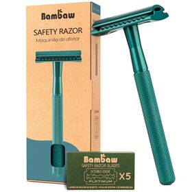 Bambaw 445049344310 Men Safety Razor With 5 Double Edge Blades Single Blade Raz