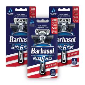 Barbasol 696591352590 Ultra 6 Plus Premium Disposable Razor Value Pack Bundle 3 Packs/9 Total