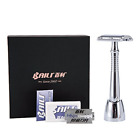 Bd194 Baili Long Handle Double Edge Safety Razor With Stand Platinum