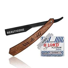 Beauticone 065012879025 Straight Razor Professional Barber Rose Wooden With Black Blade Holde