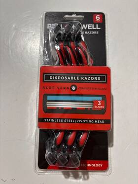 Bh1825 Bell And Howell New Disposable Razors 6 Pack 3 Blades Stainless Pivoting Head