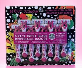 Betsey Johnson 849525109429 Ladies 8 Pack Triple Blade Disposable Razors Stainless Steel