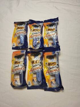 Bic 070330714915 Comfort 3 Advance Razor - 6 Packs Of 1 Individually Packaged