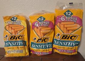 Bic 070330723252 Sensitive Mens Single Blade Disposable Razor 18 Count Lot Of 3 54