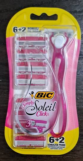 Bic 070330738539 3-blade Simply Soleil Click 8-pk Handle In Pink