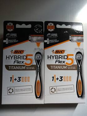 Bic 070330741812 Hybrid Flex 5 Titanium - 1 Handle And 3 Cartridges Lot Of 2