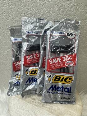 Bic 070330743649 Metal Single Blade Razor Disposable Shavers 8 Pack Vtg Fast Ship