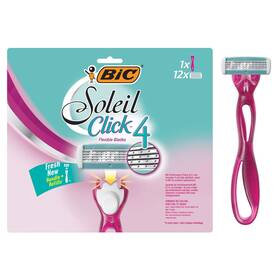 Bic 070330744059 Soleil Bella Click Womens 4-blade Disposable Razor 1 Handle And 12 Cartridges