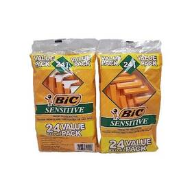Bic 070330744400 48 Sensitive Single Blade Razor Disposable Shavers Value Pack Of 24 X 2