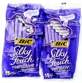 Bic 070330744417 Silky Touch Sensitive Womens Disposable Razor 2 Blade 15-count Packs