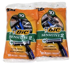Bic 070330746374 2 Pack Sensitive Blade Less Irritation 10 Razors