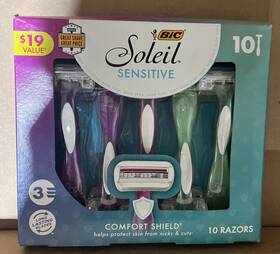 Bic 070330747210 Gift Set Soleil Sensitive Womens Lavender Scented 10 Razors Read Descript