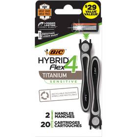 Bic 070330747487 Flex 4 Hybrid Mens 4-blade Disposable Razor 2 Handles And 20 Cartridges Sm
