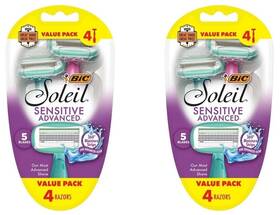 Bic 070330748156 2x Soleil Sensitive Advanced Womens Disposable Razors 5 Blades 4 Count