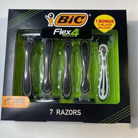 Bic 070330749030 7 Mens Disposable Razor Gift Set Includes 6 Flex4 Sensitive Bonus 1 Flex 5