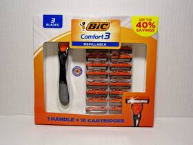 Bic 070330750357 Comfort 3 Refillable Razor Set With Blades 1 Handle And 16 Cartridges New