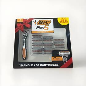 Bic 070330750388 Flex 5 Mens Shaving Razors 1 Refillable Handle With 10 Cartridges Gift Box