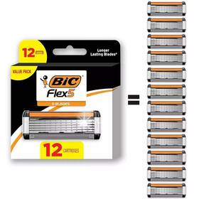 Bic 070330751057 12 Refill Flex 5 Refillable Razor Cartridges For Men Smooth And Comfortable