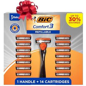 Bic 070330751460 Holiday Special Comfort 3 Refillable Mens Razor Set Blade Razors With En