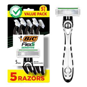 Bic 070330752009 Flex 5 Sensitive Disposable Razor 5-count Pack Of Mens Razors