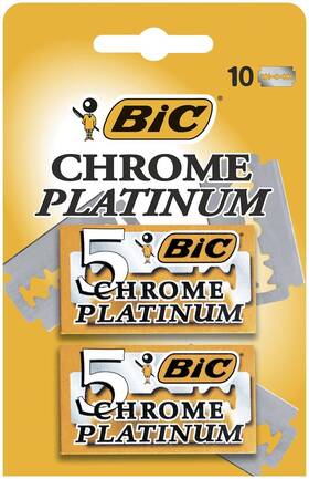 Bic 086123148925 Chrome Platinum Double Edge Safety Razor Disposable Single Blades Stainle