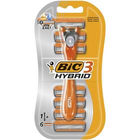 Bic 086123194014 3 Hybrid Mens Triple-blade Razors Pack With 1 Handle 6 Refills - Lubricat